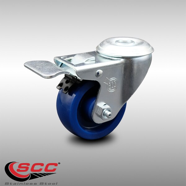 3 Inch SS Solid Polyurethane Wheel Swivel Bolt Hole Caster with Total Lock Brake